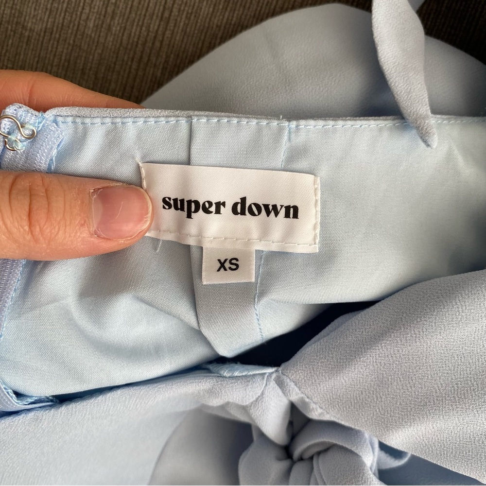 Superdown | Baby Blue Morgan Layer Wrap Mini Dress Sz XS - Picture 5 of 15